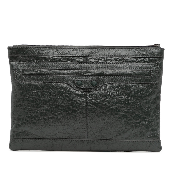 Pre-Loved Balenciaga Lambskin Motocross Classic Clip Clutch - Picture 1 of 8
